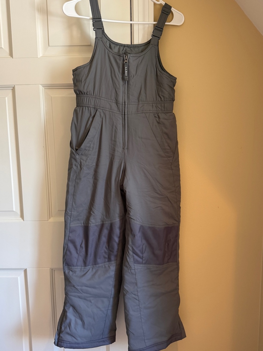 L.L. Bean Gray Insulated Kids Snow Overalls with Knee Panels